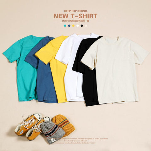 SIMWOOD 2020 summer new 100% cotton white solid t shirt men causal o-neck basic t-shirt male high quality  classical tops 190449