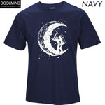 100% cotton digging the moon print funny mens o-neck t shirts fashion men's tops men T-shirt cool men tshirt male men tee shirts